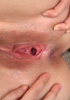 Jada pulling the pink apart to show the gape., Jada (jad041) ATK Natural & Hairy: Jada (Jada pulling the pink apart to show the gape.)