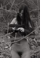 Josie in an outdoors black and white set, Josie (jos015) ATK Archives: Josie (Josie in an outdoors black and white set)